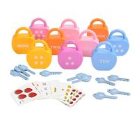 1 Set Lock and Key Toy Cause and Effect Toys Montessori Baby Keys Toy Set with 10 Apple-Shaped Locks, 10 Keys & 20 Cards for Toddlers 3+ Baby
