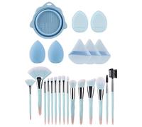 1 Set Makeup Brushes Set Face Brushes Cosmetic Brush Folding Washing Bowl Eyeshadow Brush Powder Puff Makeup Tool