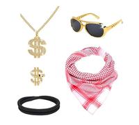 1 Set Men Arabian Costume Accessories Set Scarf Headband Necklaces Sunglass For Halloween Costume Cosplay Carnivals