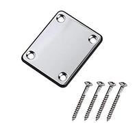 1 Set Metal 4 Hole Guitar Neck Plate Neckplate for Fender Strat Stratocaster Tele Telecaster Guitar/Bass (Chrome)