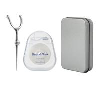 1 Set Metal Dental Floss Stick & Floss Picks with Travel Cases,Travel Dental Floss,Reusable Floss Holder Kit,Tooth Picks for Teeth Cleaning,Oral Care Dental Floss Tool for Home, Work, Travel (Silver)