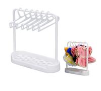 1 Set Mini Dolls Clothes Garment Rack with 6Pcs Doll Clothes Hangers, Closet Mini Doll Coat Skirt Clothes Hangers, Dress Up Outfit Wardrobe Clothing Storage Accessories for Dollhouse White