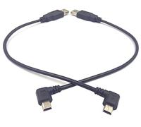 (1-Set) Mini USB Cable, Haokiang 8 inch USB 2.0 Male to Mini USB 90 Degree Angled Male Charging Cable Cord - Black (Left/Right)
