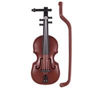 1 Set Mini Violin Model - World's Smallest Plastic Violin with Bow - Tiny Musical Ornament for Dollhouse Office Shelf Gift Display - Brown 8cm