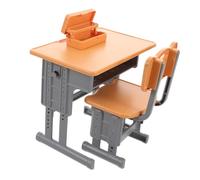1 Set Miniature Study Desk and Chair: Mini Furniture for Kids Play House - Dollhouse School Furniture Prop with Pencil Case - Pretend School Accessories for Dolls