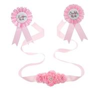 1 Set Mommy Daddy Corsages Pregnancy Belly Belt and Sash with Floral Design for Shower and Gender Reveal Celebrations Comfortable and Durable Material