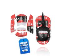 1 Set Mouse Anti-slip Grip Tape Fit for Logitech G703 LIGHTSPEED Pro,toergy Sweat Resistant,Self-Adhesive Design,Elastics Refined Side Stickers,Professional Mice Upgrade Kit,Red Printed Pattern