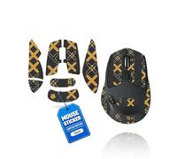 1 Set Mouse Anti-slip Grip Tape Fit for Logitech M720 Triathlon,toergy Sweat Resistant,Self-Adhesive Design,Elastics Refined Side Stickers,Professional Mice Upgrade Kit,Black Gold Printed Pattern