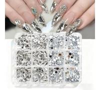 1 Set Nail Art Decor Design Accessories Storage Box Set Including Sparkling Resin Diamond Shining Rhinestones