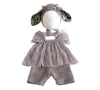 1 Set Newborns Photoshoots Dress Lace Bodice Tulle Skirt Cotton Lining Baby Girls Outfit with Animal Ears Hat Girls Lace Newborns Outfit