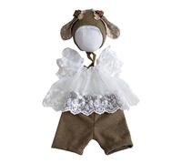 1 Set Newborns Photoshoots Dress Lace Bodice Tulle Skirt Cotton Lining Baby Girls Outfit with Animal Ears Hat Cotton Infant Photography Gown