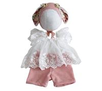 1 Set Newborns Photoshoots Dress Lace Bodice Tulle Skirt Cotton Lining Baby Girls Outfit with Animal Ears Hat Cotton Infant Photography Gown