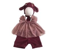 1 Set Newborns Photoshoots Dress Lace Bodice Tulle Skirt Cotton Lining Baby Girls Outfit with Animal Ears Hat Girls Lace Newborns Outfit