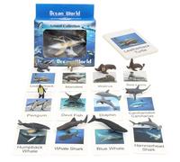 1 Set Ocean Animals Figures with Animal Match Game Cards Simulated Plastic Realistic Ocean Animals Toys Decorations for Home Desk Animal Flash Cards for Toddlers 1-3