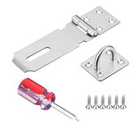 1 Set of 4-Inch Hasps, 1 Screwdriver, Door Latch, Door Hasp, Anti-Theft Buckle, Punch-Free Buckle, Safety Bolt Door Lock, Suitable for Bedroom, Bathroom and Indoor Door Locks