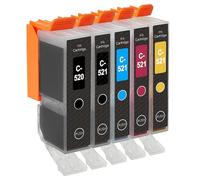 1 Set Of 5 Ink Cartrids To Replace Pgi-520 Cli-521 Compatible/non-oem From (5 Inks)
