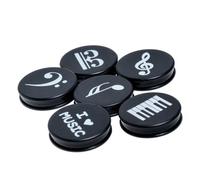 1 set of 6 round black ABS magnetic music note clips