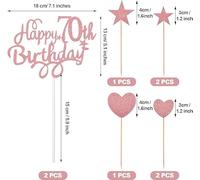 1 Set Of 70Th Birthday Inserts, 1 Pack Of 70Th Birthday Confetti, Birthday Cake Inserts, Glitter Cake Decorations, Cupcake Inserts, Suitable For Desserts, Party Pastries