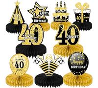 1 Set of 9 PCS Black Gold Birthday Party Decoration Honeycomb Ornament Table Decorations Sending Gifts to Elders, Mentors, Parents, Grandparents, Grandmothers, and Grandfathers (40th)