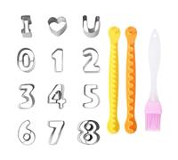 1 Set of 9-Piece Digital Baking molds, 1 Set of I Love You Cutting molds, 2-Piece Egg Cutters, 1-Piece Oil Brush, Digital Cookie Cutter, Cookie Cutter, Stainless Steel Cookie Mold Set, Fondant Mold