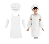 1 Set Of Children's Chef Uniform Set, 1 Chef Hat, 1 Pair Of Sleeves, Children's Chef Apron, Adjustable Apron, Suitable For Children Aged 7-13 Years Old For Painting, Performing And Cooking (White)