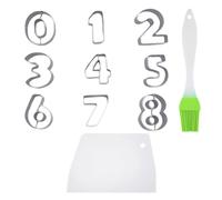 1 Set of Digital Baking Molds, 1 Scraper, 1 Brush, Cookie Cutter, Stainless Steel Cookie Mold Set, Digital Cookie Cutter, Fondant Making Molds, Cake Numbering Molds