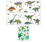1 Set of Dinosaur Wall Stickers and 1 Dinosaur Footprint Wall Stickers, Cartoon Fun Wall Stickers, Waterproof Wall Stickers, and Children's Room Decoration.
