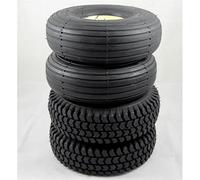 1 Set of Four Black Solid 3.00-4 Puncture Proof Mobility Scooter Tyres (2 Block 2 Ribbed Tread) (260x85)(300x4)