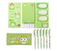 1 Set of Frog Note Notes, 6 Capybara Press Pens and 1 Pencil Case, Stationery, Smooth Writing, Student Note Guestbook.