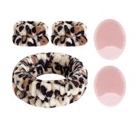 1 Set Of Leopard Print Face Washing Set, 2-Piece Face Washing Brush, Elastic Headband Wristband Set, Cute Plush Face Washing Decoration, Convenient Travel Skin Care Accessories.
