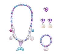 1 Set of Mermaid Jewelry, Necklace, Bracelet, Ring, Earrings, Mermaid Tail, Jewelry Gift for Girls, Jewelry Accessories for Children, Princess Toy Dress Up
