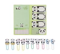 1 Set of Panda Note Pads and 10 Pieces of Panda Paper Clips, Cute Stationery, Creative Stationery, Study and Office Supplies, Student Gifts