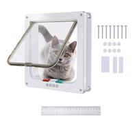 1 Set Of Pet Doors And A Ruler, Two-Way Entry And Exit Door, Cat Door, Dog Door Hole, Flip Pet Door, Suitable For Small Pets, Reusable (White)