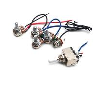 1 Set of Pre wired 2v2t 3 way Toggle Switch 500k Resistor Potentiometer for Replacement Guitar Three Colors Electric Guitar Wiring Kit(White cap)