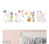 1 Set of Rabbit Wall Decals, Floral Bunny Stickers, Nursery Decor, Rainbow Animal Designs, Kids Room Art, Baby Room Stickers, Cartoon Rabbit Decor for Children's Bedroom