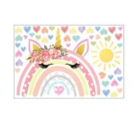 1 Set of Rainbow Wall Stickers, Cute Cartoons, Colorful Heart-Shaped Creative Stickers, DIY Art Walls, Girls Home Bedroom Decoration.