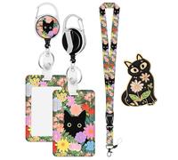 1 Set of Retractable Lanyard Card Holder and 1 Cat Badge, Cartoon Cat Card Holder, Cute Card Holder, Women’S Card Holder, Creative Card Holder