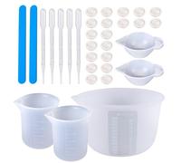 1 Set of Silicone Measuring Cups, 600 and 100 Ml Silicone Cups, Mixing Stick, Dropper, Finger Cot, Epoxy Mixing Cup, Multifunctional Mixing Tool for Paints and Epoxy Resins