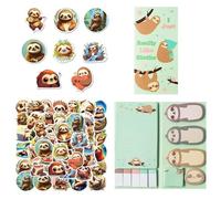 1 Set of Sloth Note Notes and 50 Graffiti Stickers, Cute Cartoon Sticky Notes, Fashion Creative Message Cards, DIY Decorative Stickers.