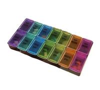 1 Set Pill Box 7 Days Organizer 14 grids 3 Times One Day Portable Travel with Large Compartments for Vitamins Medicine Fish Oils(Black Matrix,Large Size)
