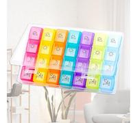 1 Set Pill Organizer 28 Compartment Multicolor 7 Day Travel Medicine Case Morning Noon Night Midnight A Day Daily Pill Box to Hold Vitamins, Medication