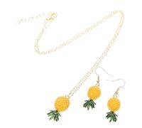 1 Set Pineapple Earring Necklace for Women Pineapple Neck Chain Pendant Hawaii Necklace Tropical Fruits Earring Studs for Luau Jungle Beach Summer Theme Birthday Wedding
