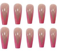 1 set Pink False Nails Long False Nails ABS Natural French Press on Nail Art Full Cover Stick on Nails for Women and GirlsProfessional Process