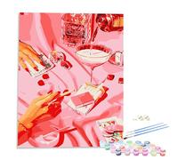 1 Set Pink Paint by Numbers for Adults Beginners 40x50cm/16x20inch DIY Painting Kits for Home Wall Decor