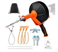 1 Set Pipe Unclogger, Household Pipe Cleaner Tool, Complete Drain Auger Unblocker Kit with Gloves Goggles Storage Bag, for Bathroom Toilet Floor Drain A