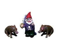 1 Set Pirate Gnome Figurine Creative Resin Garden Decor with Miniature Pig Figures for Outdoor Fun Unique Ornament for Home and Halloween Decorations