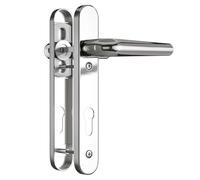 1 Set Polished Chrome UPVC Door Handle Set Stainless Steels 304, 92mm Backset,122mm Screw Hole Distance, 219mm Plate Length Front Door Handles for UPVC Door