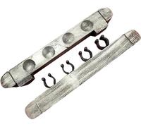 1 Set Pool Cue Holder, Wall-Mounted Wooden Pool Cue Holder, with 4 Cue Clips, for Billiards Snooker Accessory (Grey)