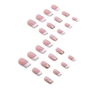 1 Set Press On Nails French Square Fake Nails Full Cover Short Press On Reusable Short On Cute On Set for Women DIY Home Party Date Wedding