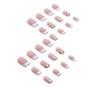 1 Set Press On Nails French Square Fake Nails Full Cover Short Press On Reusable Short On Cute On Set for Women DIY Home Party Date WeddingOn